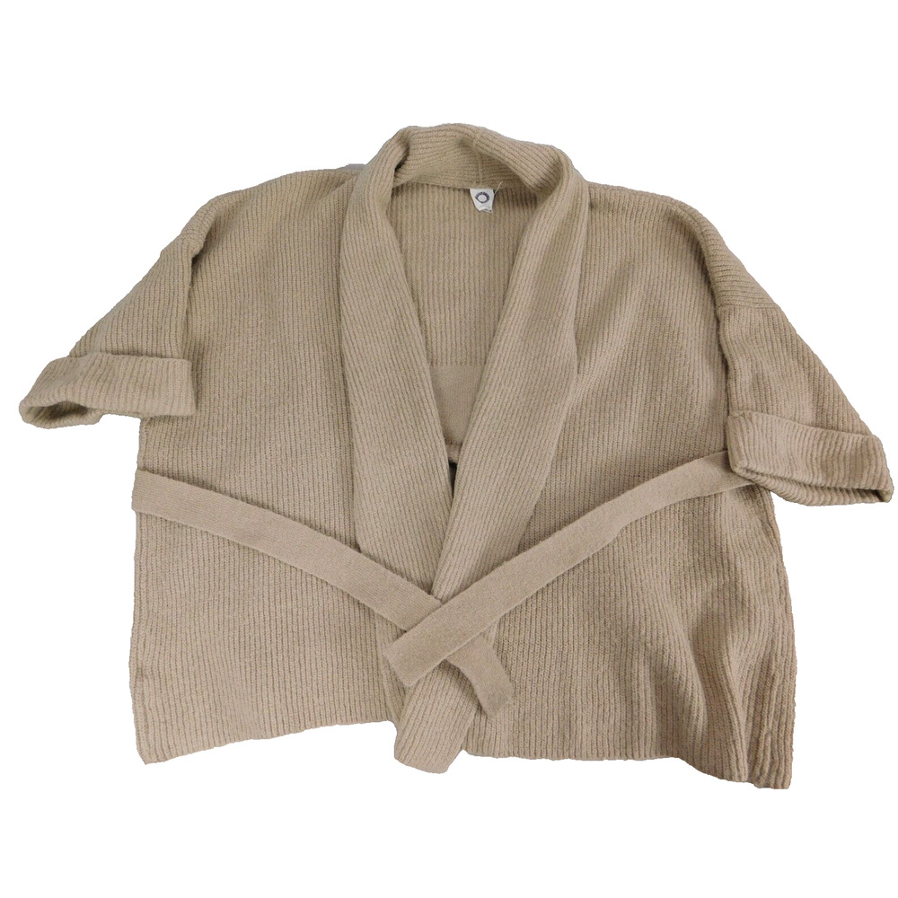 Anthropologie Akemi + Kin Womens Cardigan Open Front OSFA Short Sleeve Beige